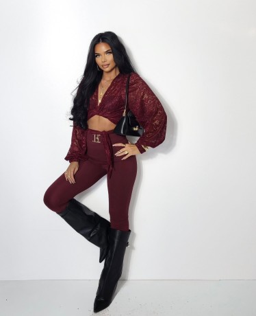 Przejdź do produktu Legginsy z klamrą - bordo